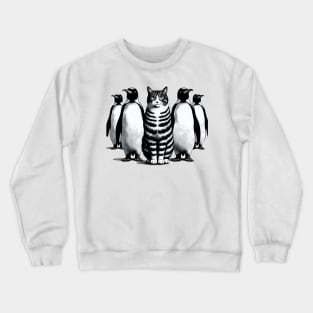 Unexpected Retro Penguins Cat Funny Cat Crewneck Sweatshirt